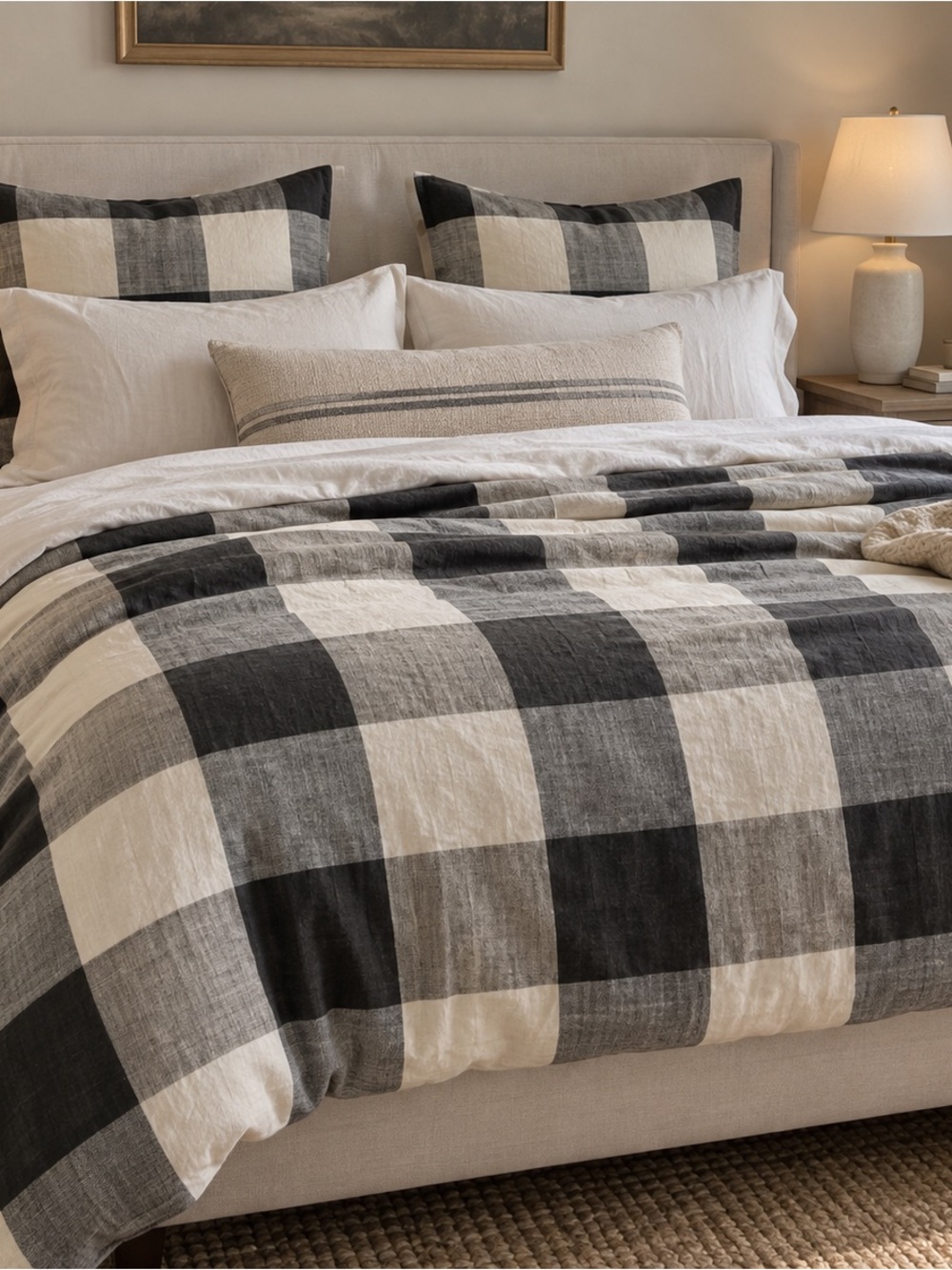 Pottery Barn Bryce Buffalo Check King/Cal King Duvet Cover + 2 Euro Shams